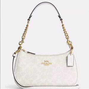 Coach White and Gold Teri Shoulder Bag